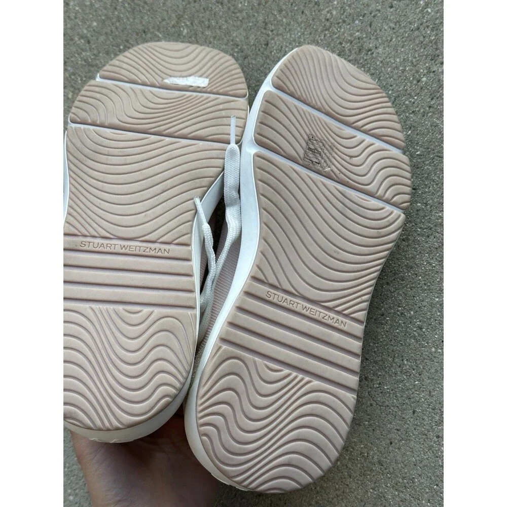 Stuart Weitzman Glide Suede -Trimmed Platform Sneakers US W 10 S1015WYS Pink